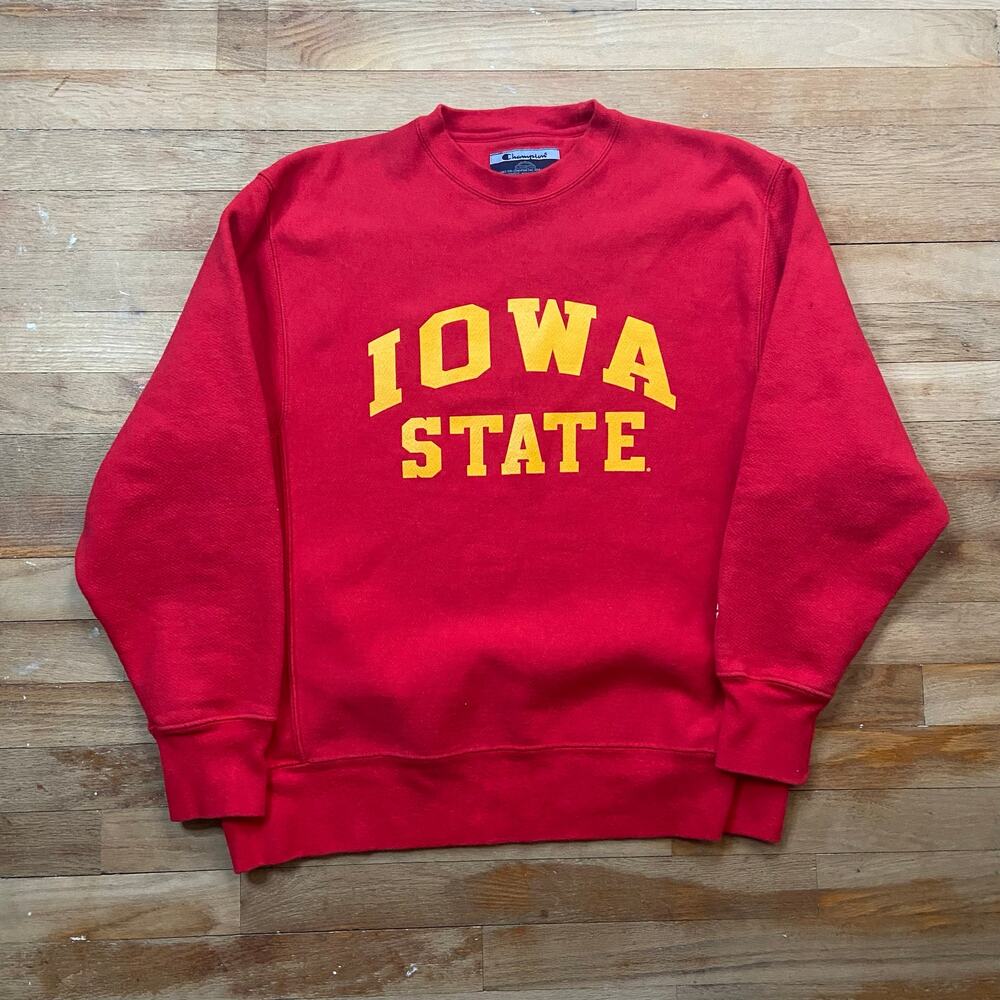 Vintage 90s Red Iowa State Cyclones Sweater Mens Medium Champion Reverse Weave